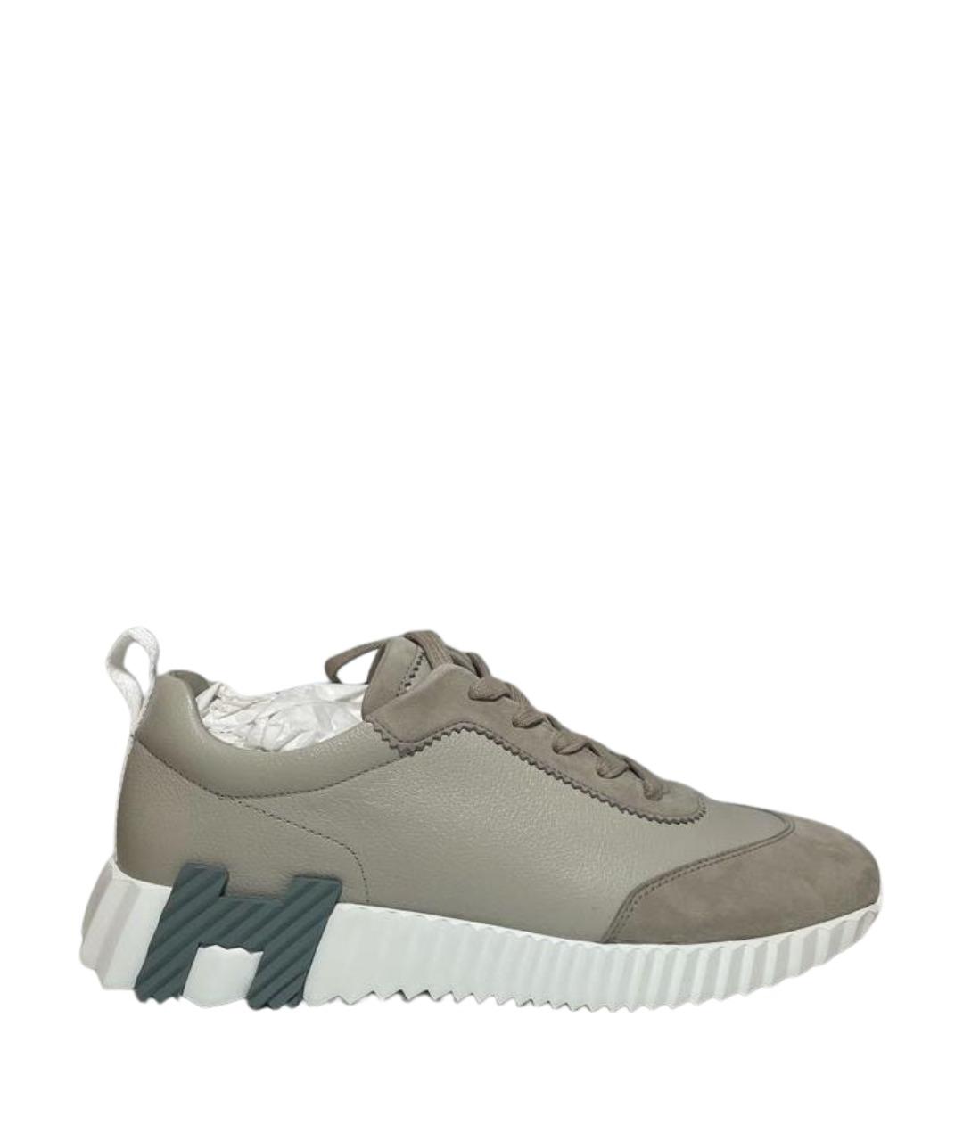 HERMES Хаки кожаные низкие кроссовки / кеды, фото 1