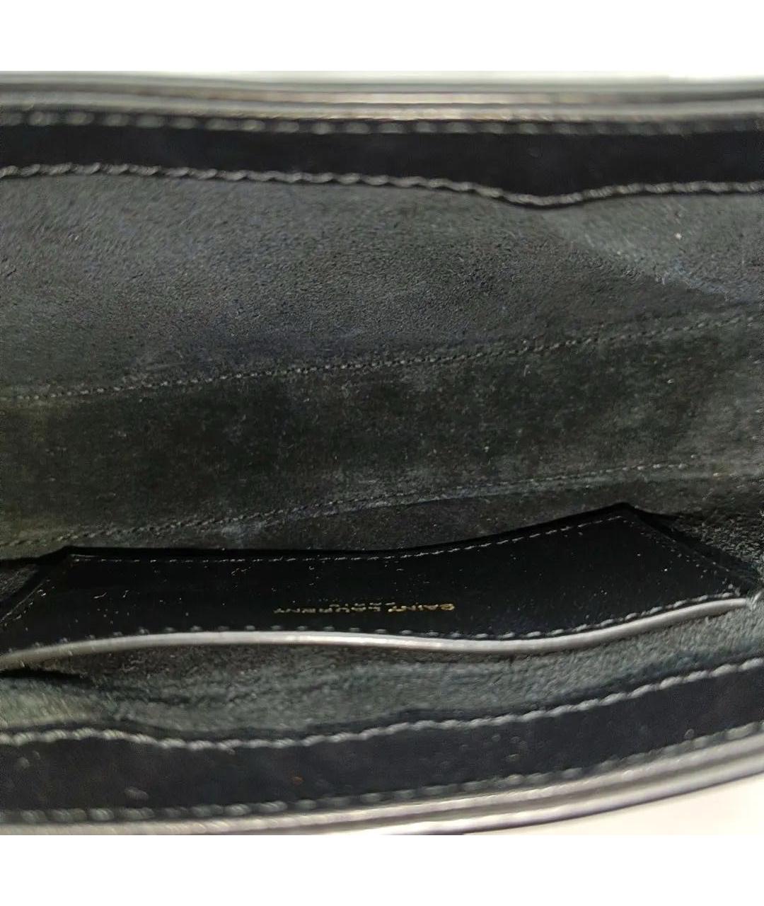 SAINT LAURENT Черная кожаная сумка с короткими ручками, фото 5