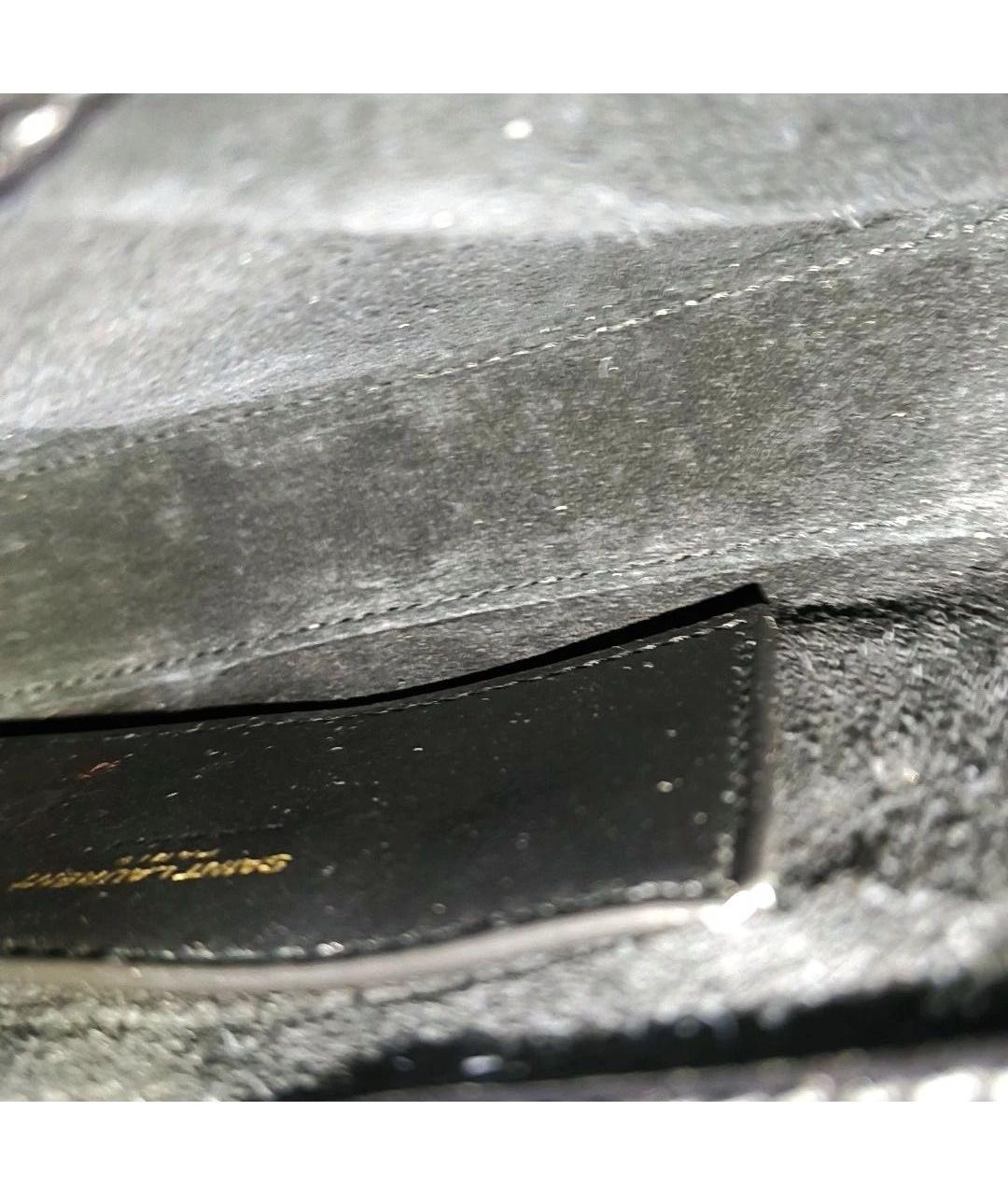 SAINT LAURENT Черная кожаная сумка с короткими ручками, фото 8