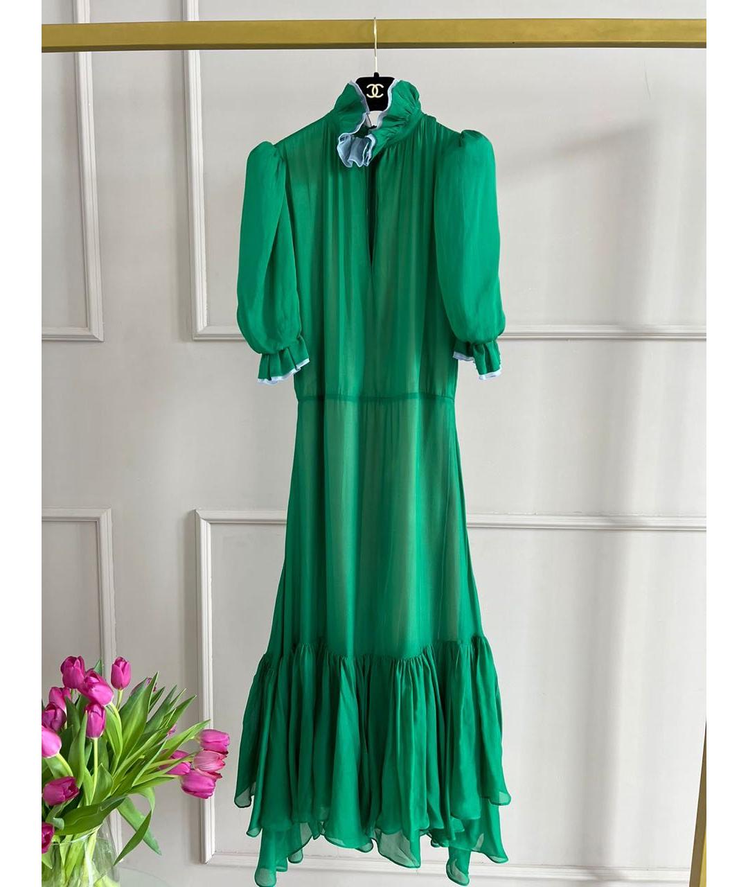 NATASHA DENONA Зеленые атласное повседневное платье, фото 7