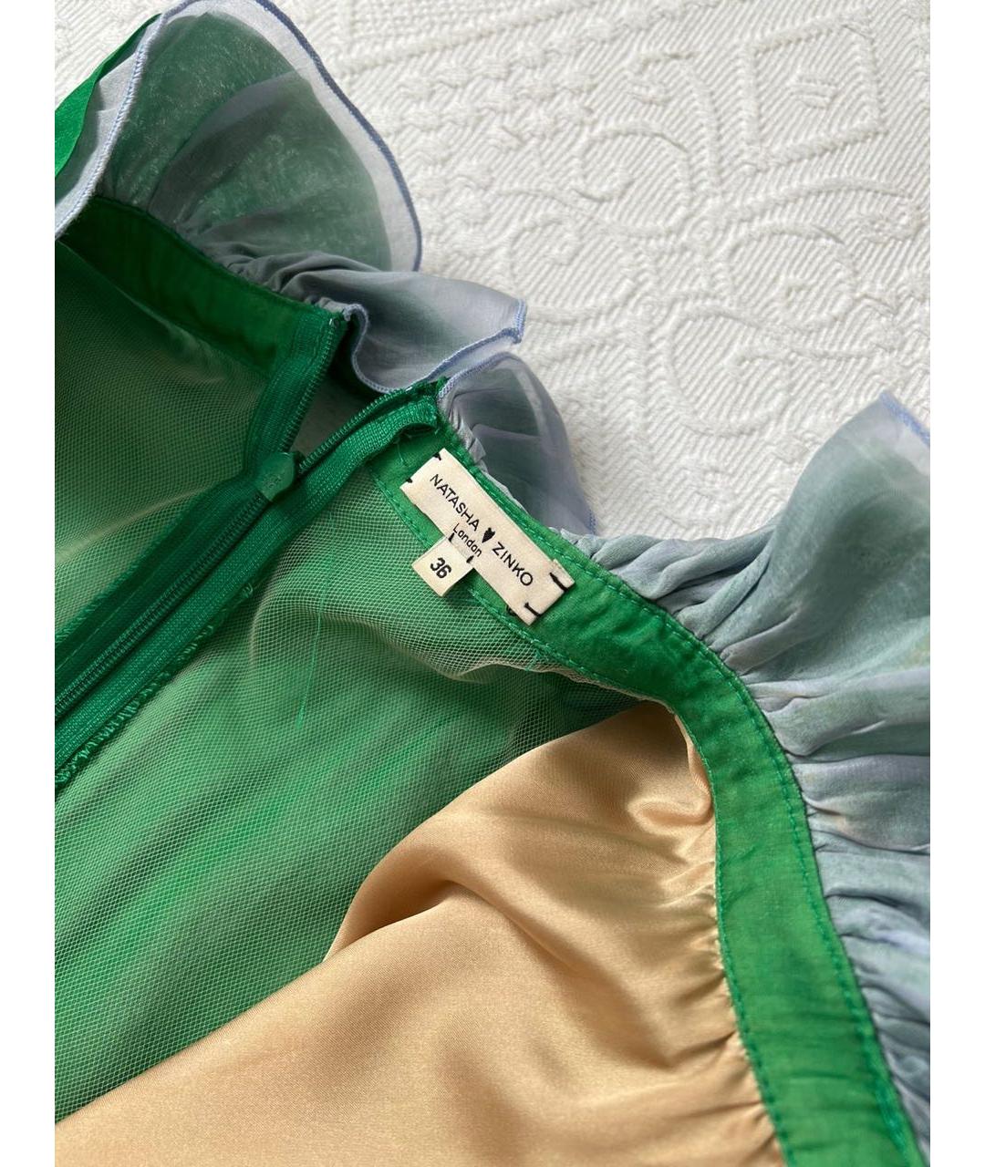 NATASHA DENONA Зеленые атласное повседневное платье, фото 3