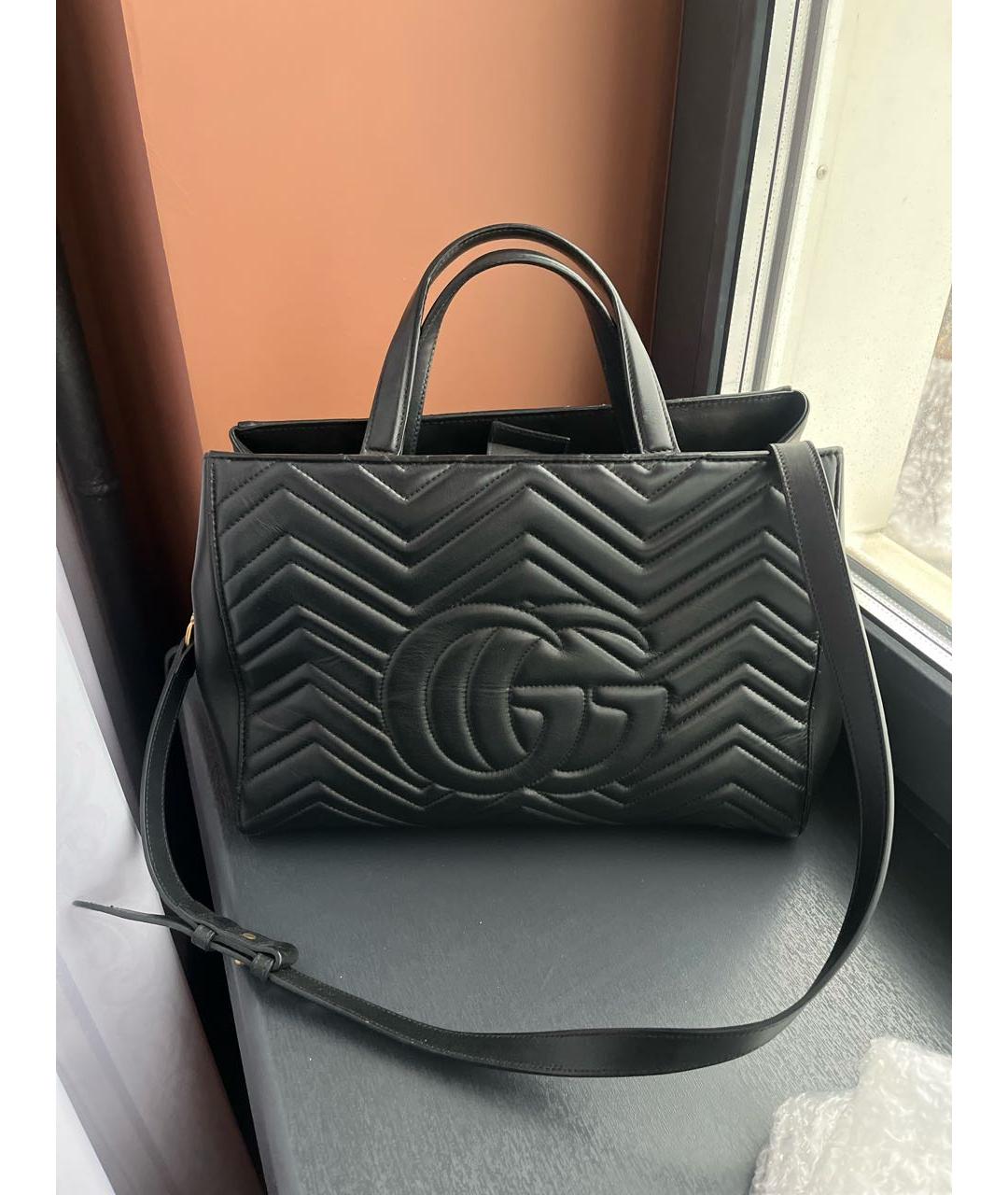 GUCCI Черная кожаная сумка с короткими ручками, фото 2