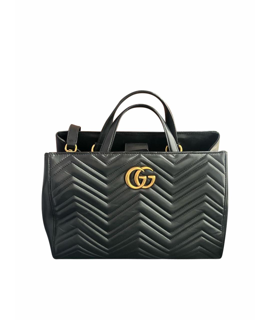 GUCCI Черная кожаная сумка с короткими ручками, фото 1