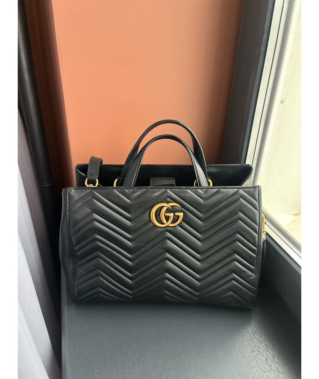 GUCCI Черная кожаная сумка с короткими ручками, фото 4