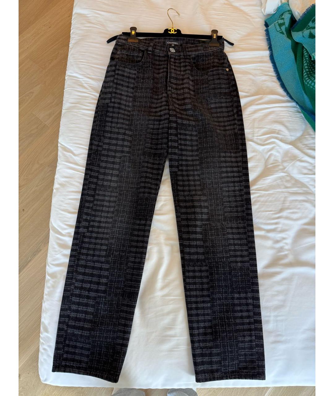 CHANEL Антрацитовые хлопковые прямые джинсы, фото 7