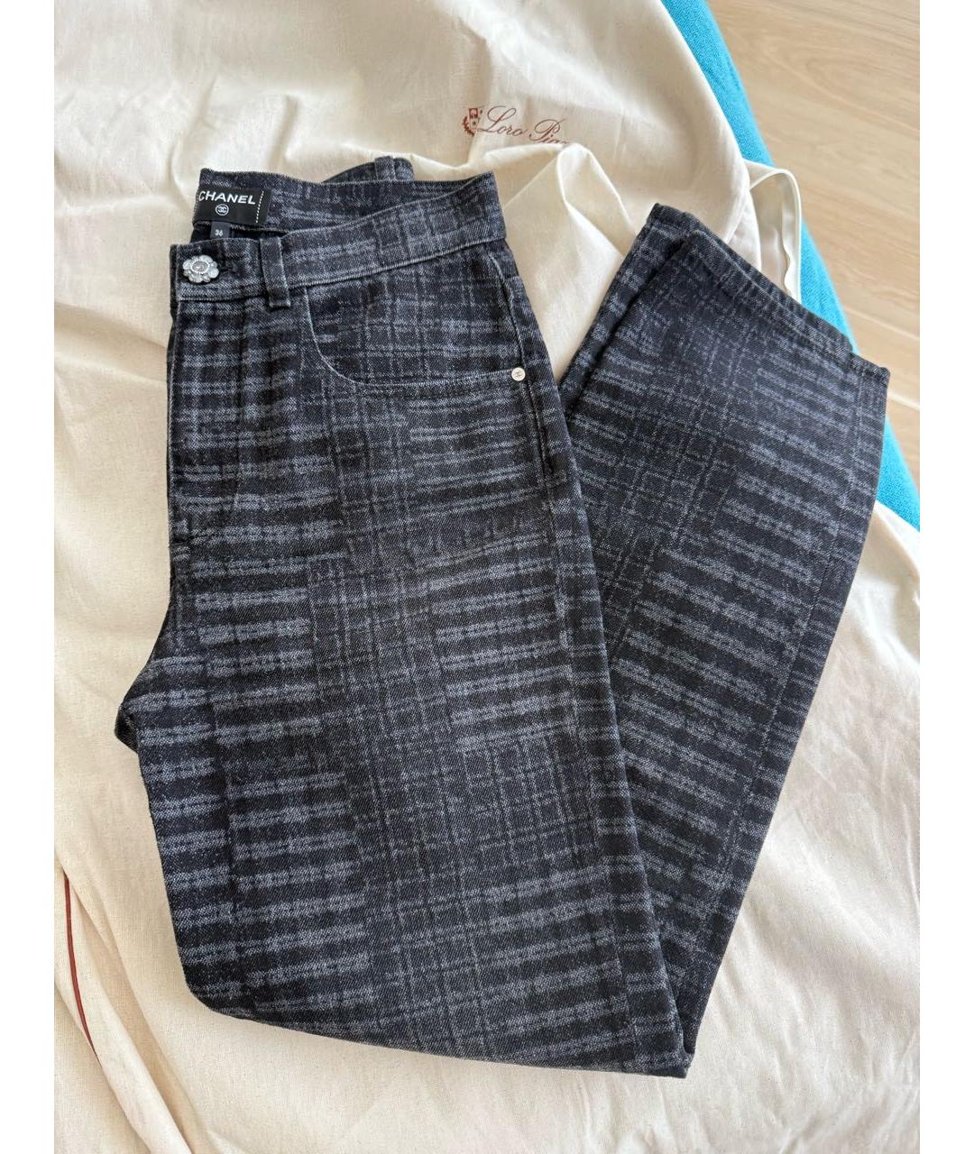 CHANEL Антрацитовые хлопковые прямые джинсы, фото 4