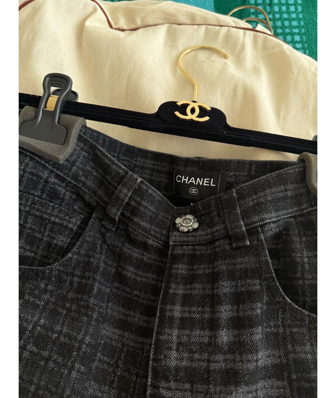 CHANEL Антрацитовые хлопковые прямые джинсы, фото 5