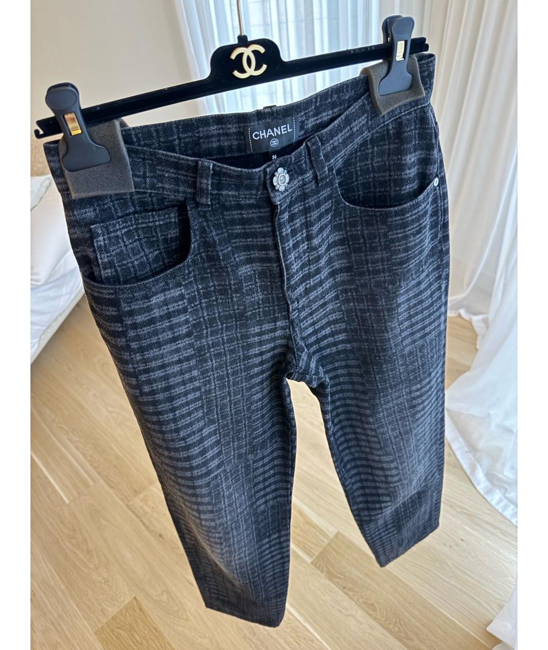 CHANEL Антрацитовые хлопковые прямые джинсы, фото 2