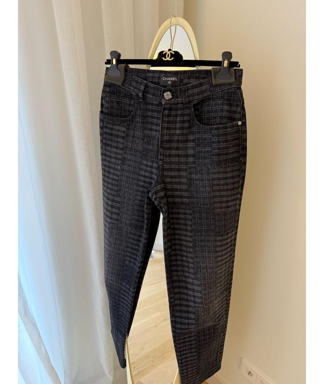 CHANEL Антрацитовые хлопковые прямые джинсы, фото 8