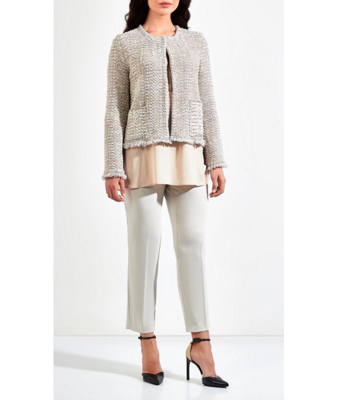 LES COPAINS Бежевый шерстяной жакет/пиджак, фото 2