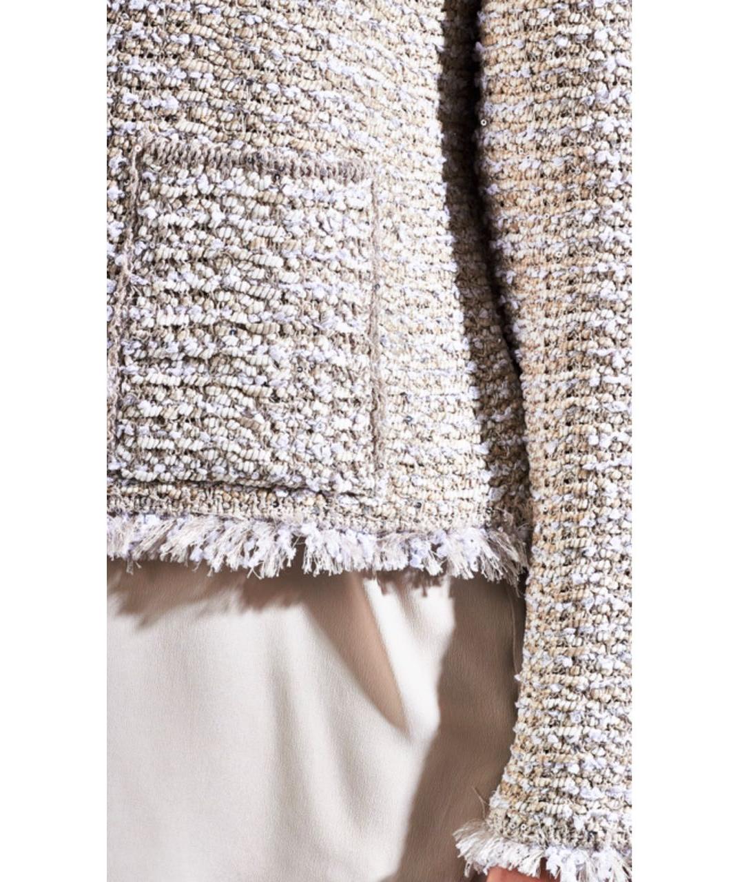 LES COPAINS Бежевый шерстяной жакет/пиджак, фото 5