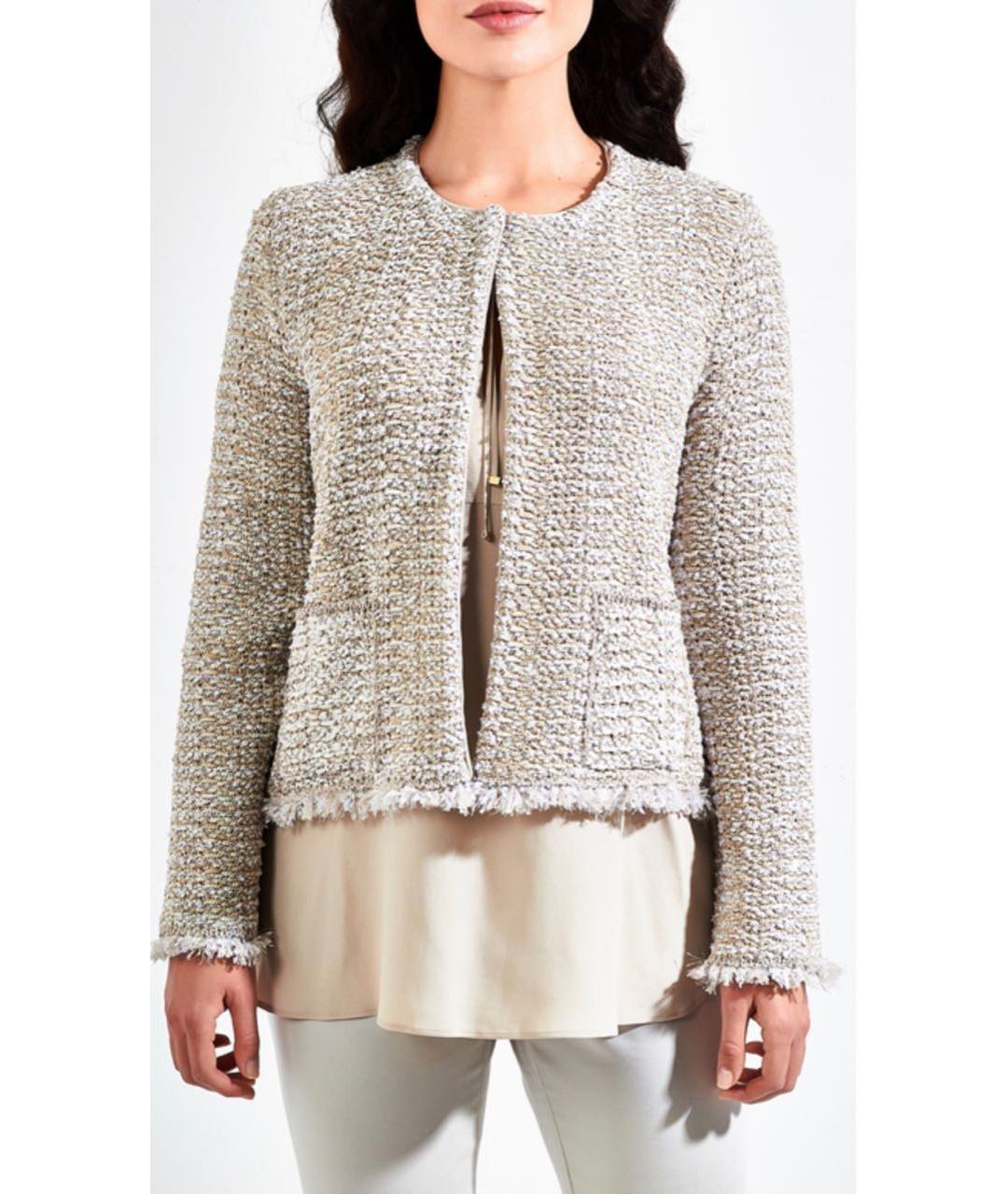 LES COPAINS Бежевый шерстяной жакет/пиджак, фото 3