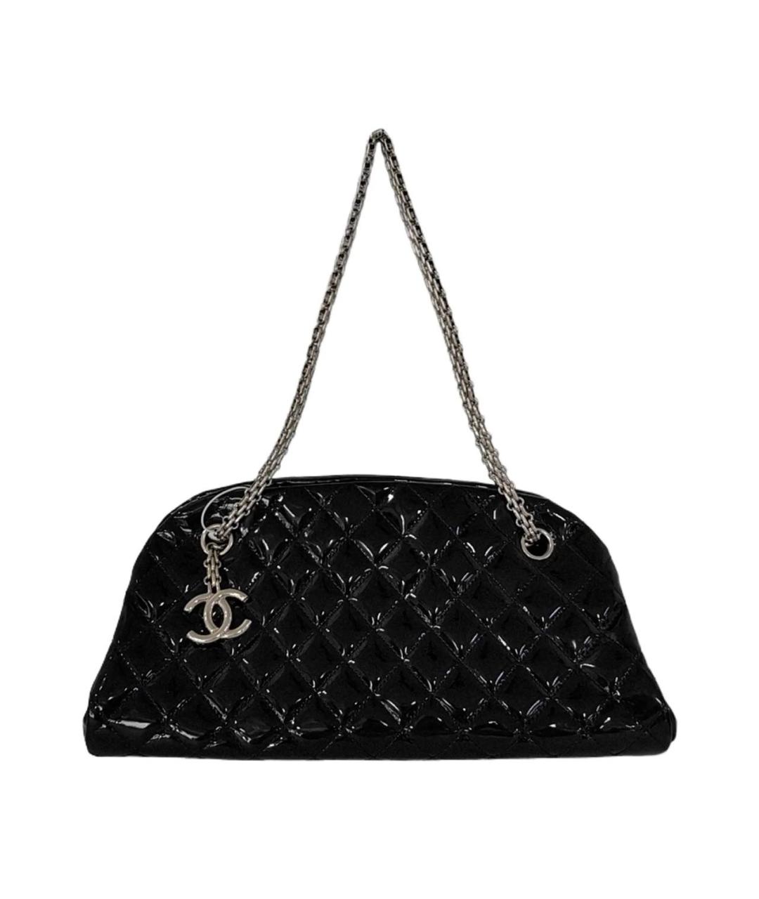 CHANEL Черная сумка через плечо из лакированной кожи, фото 1