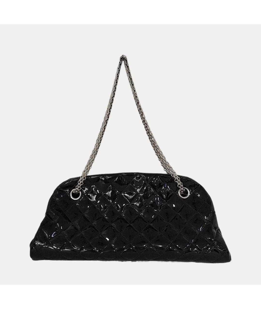 CHANEL Черная сумка через плечо из лакированной кожи, фото 4