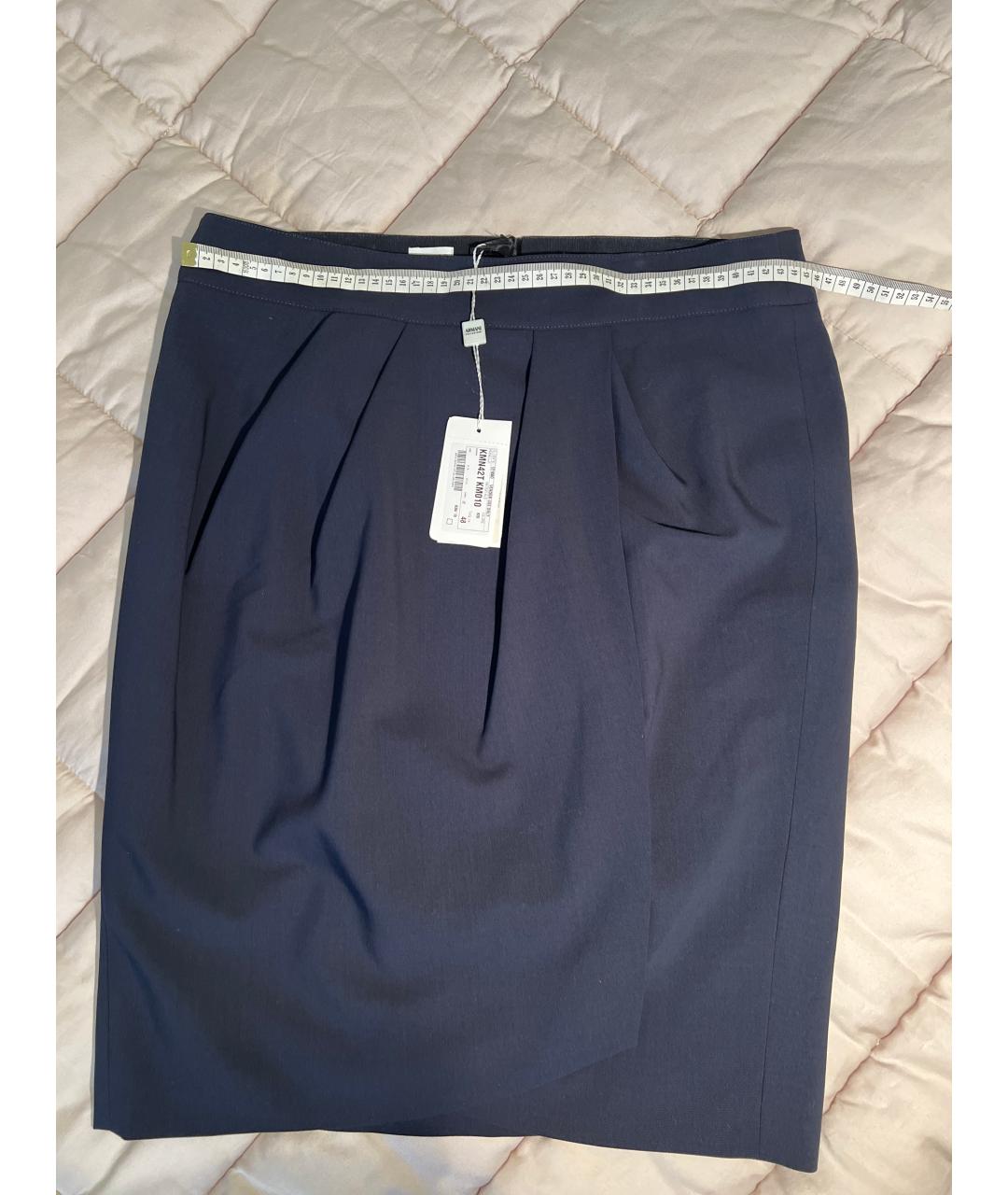 ARMANI COLLEZIONI Темно-синяя шерстяная юбка мини, фото 6
