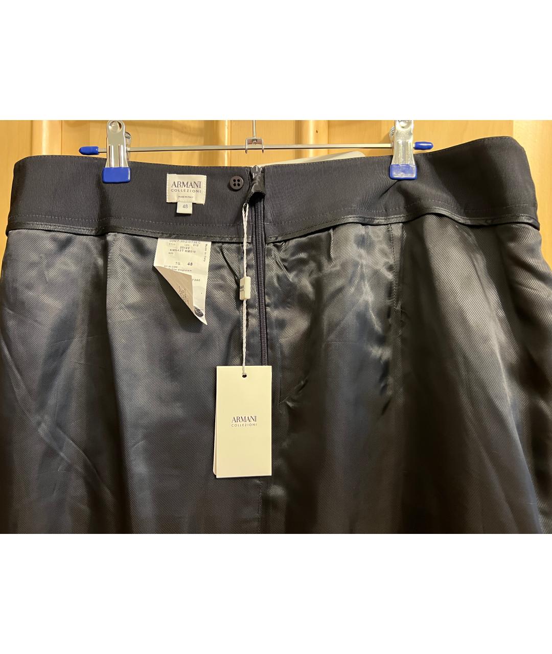 ARMANI COLLEZIONI Темно-синяя шерстяная юбка мини, фото 3