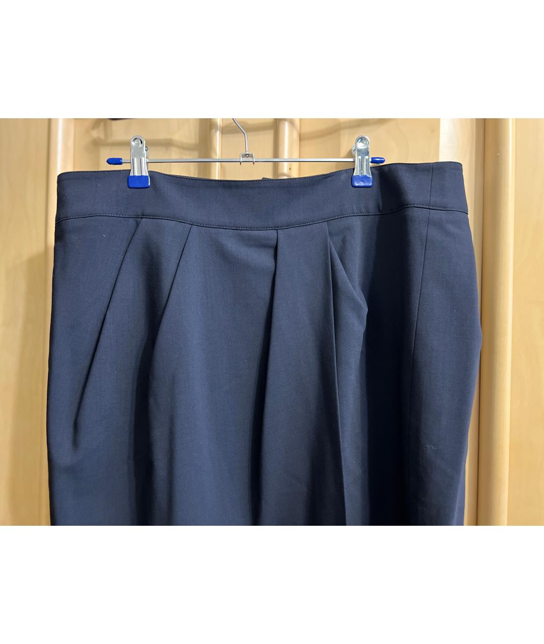 ARMANI COLLEZIONI Темно-синяя шерстяная юбка мини, фото 4