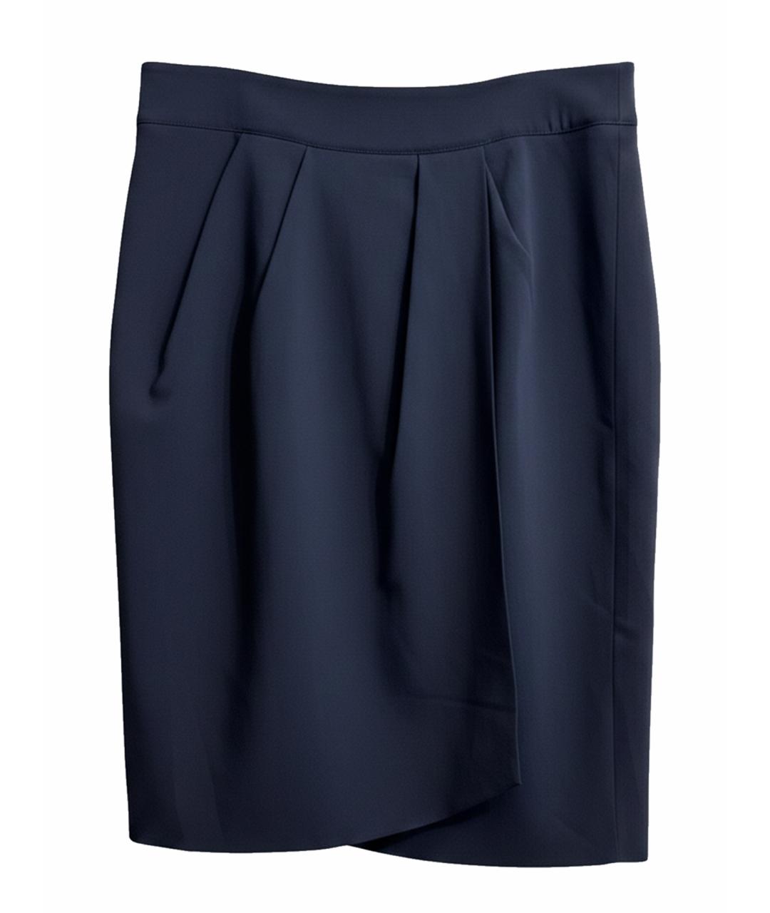 ARMANI COLLEZIONI Темно-синяя шерстяная юбка мини, фото 1