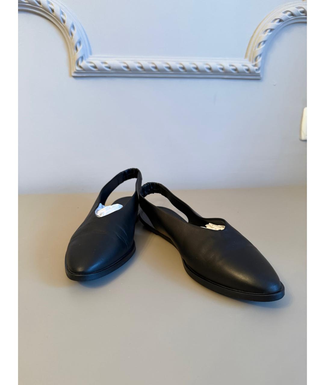 COS Черные кожаные лодочки на низком каблуке, фото 3