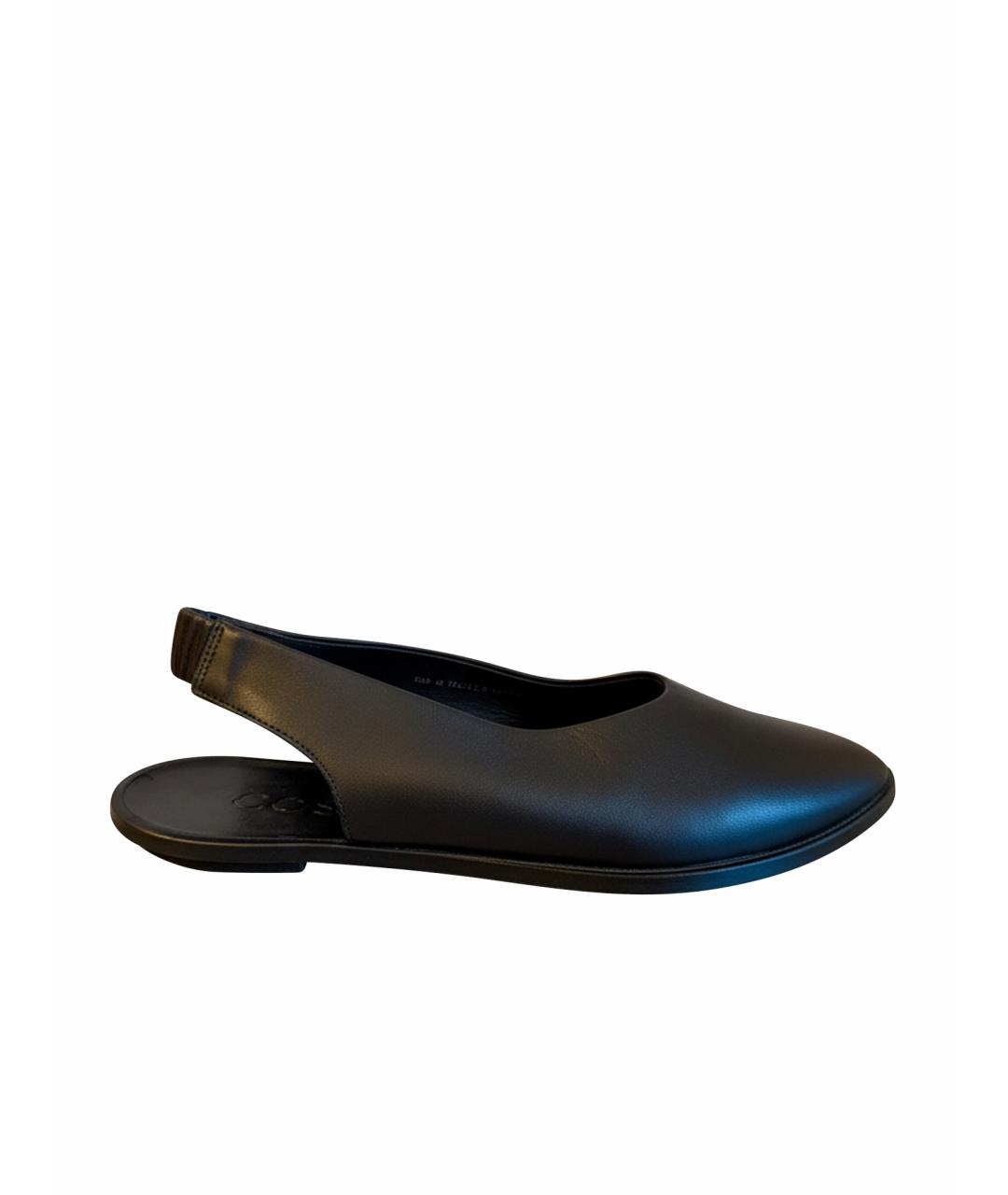 COS Черные кожаные лодочки на низком каблуке, фото 1