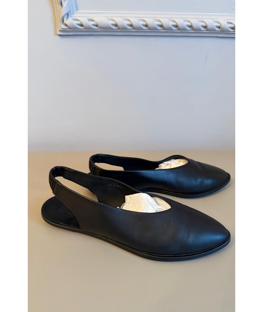 COS Черные кожаные лодочки на низком каблуке, фото 2