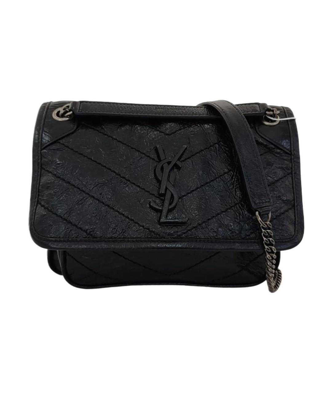 SAINT LAURENT Черная кожаная сумка через плечо, фото 1
