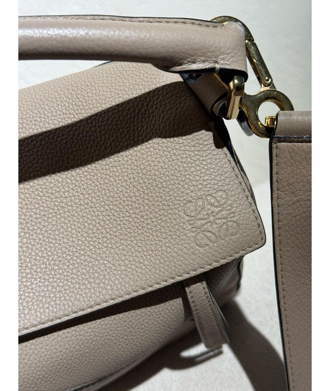 LOEWE Бежевая кожаная сумка с короткими ручками, фото 8