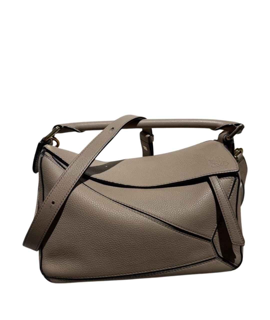 LOEWE Бежевая кожаная сумка с короткими ручками, фото 1