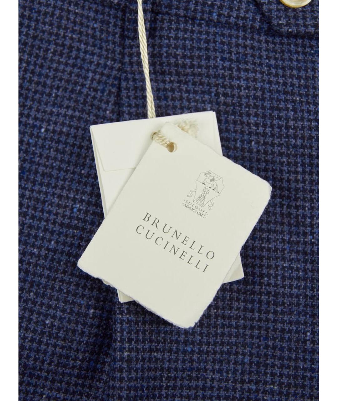 BRUNELLO CUCINELLI Синие шерстяные повседневные брюки, фото 4