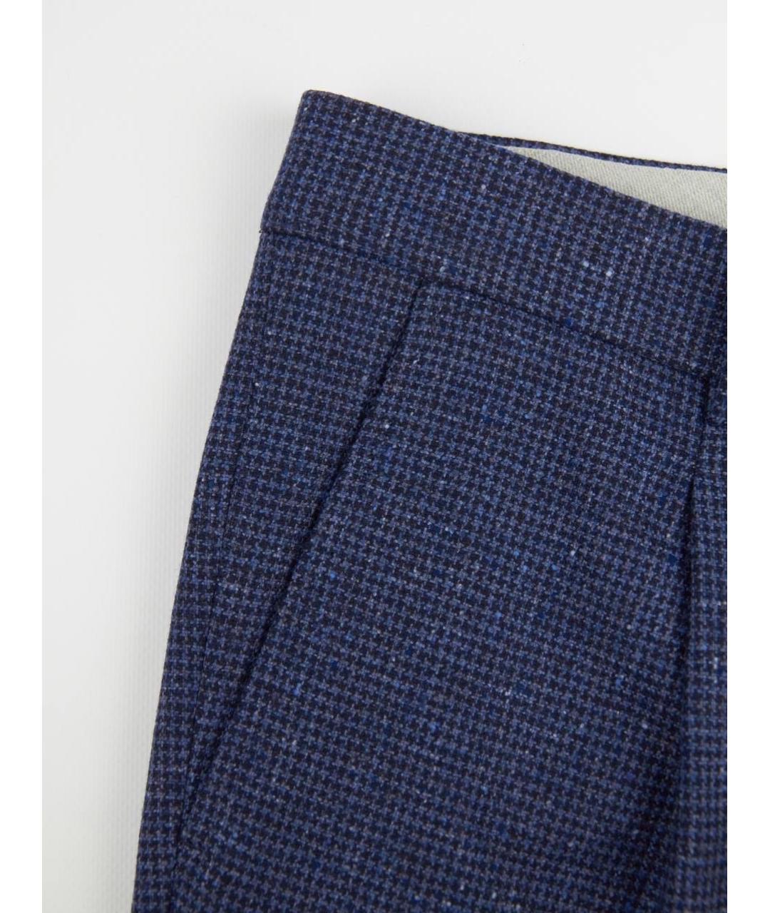 BRUNELLO CUCINELLI Синие шерстяные повседневные брюки, фото 5