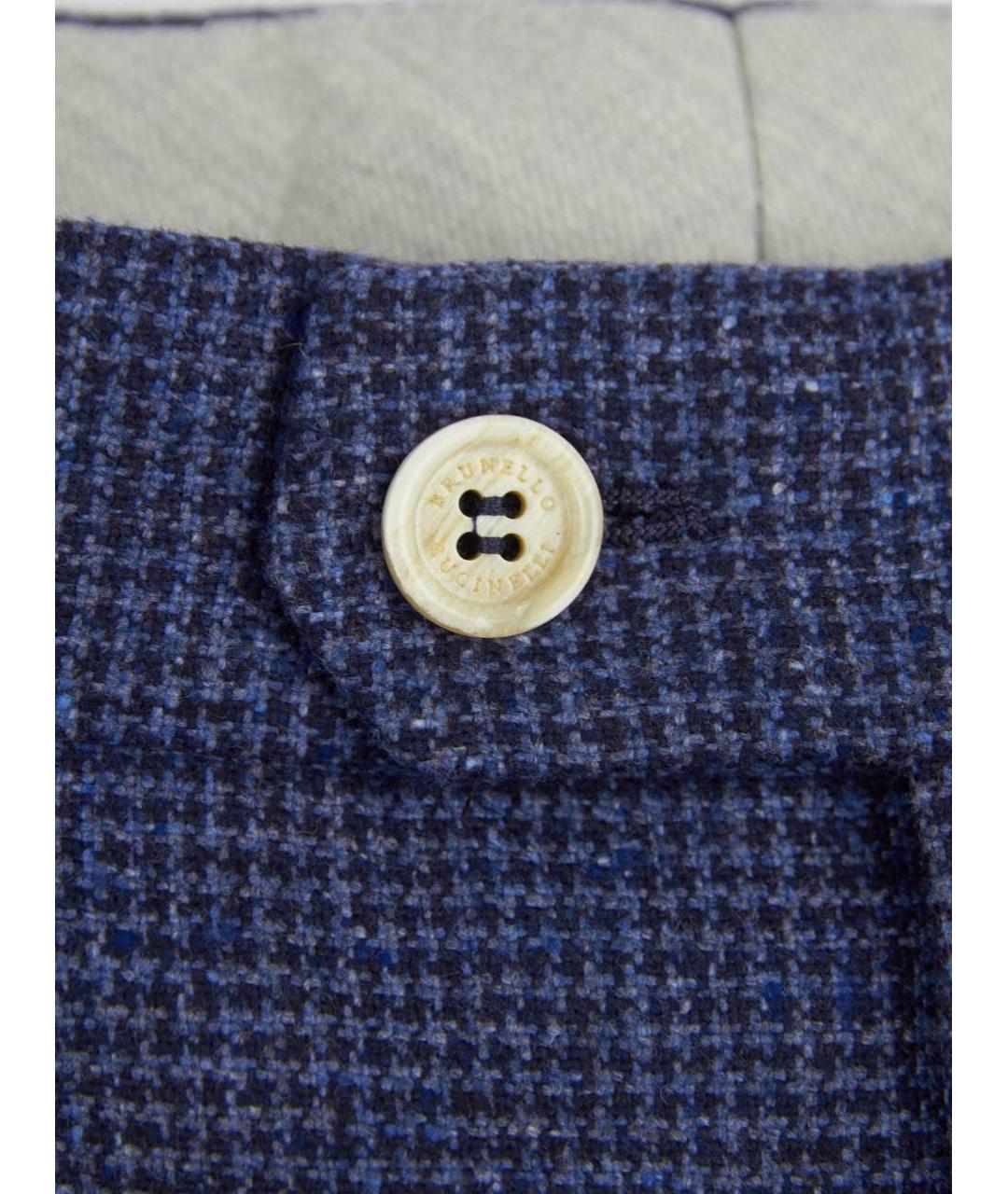 BRUNELLO CUCINELLI Синие шерстяные повседневные брюки, фото 6