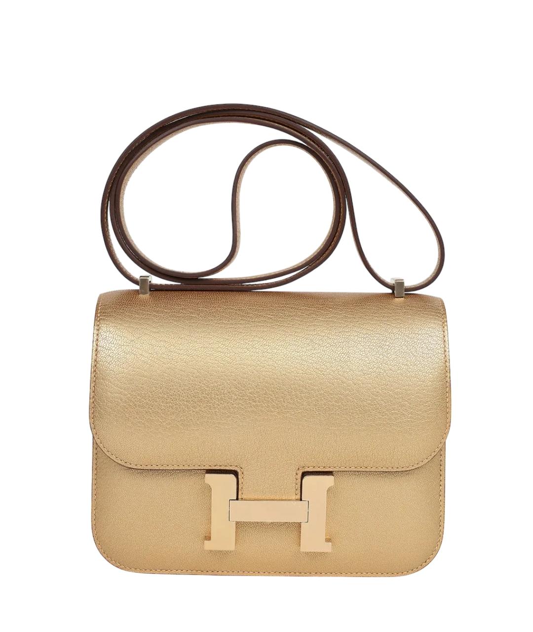 HERMES Золотая кожаная сумка через плечо, фото 1
