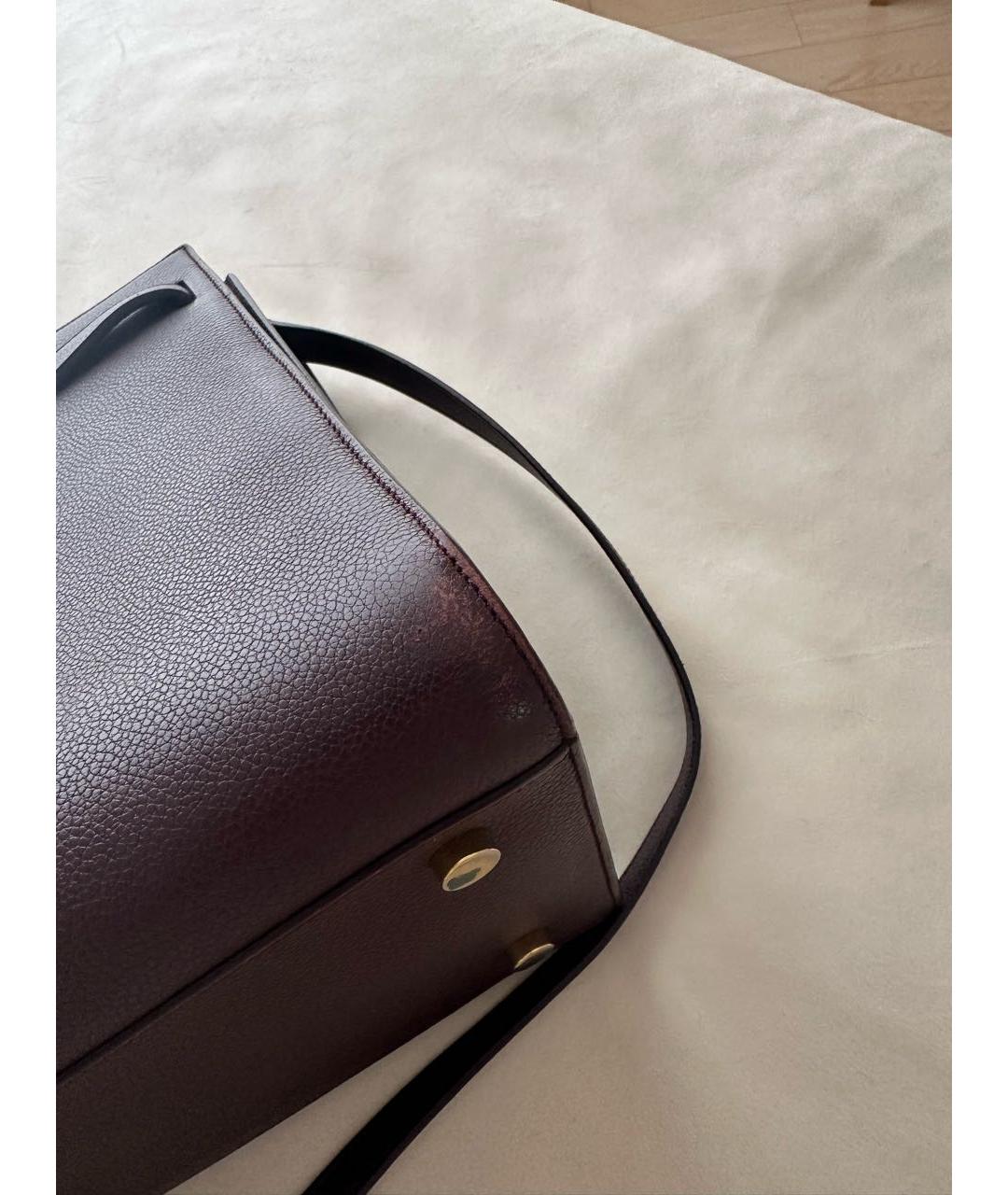 SAINT LAURENT Бордовая кожаная сумка тоут, фото 5