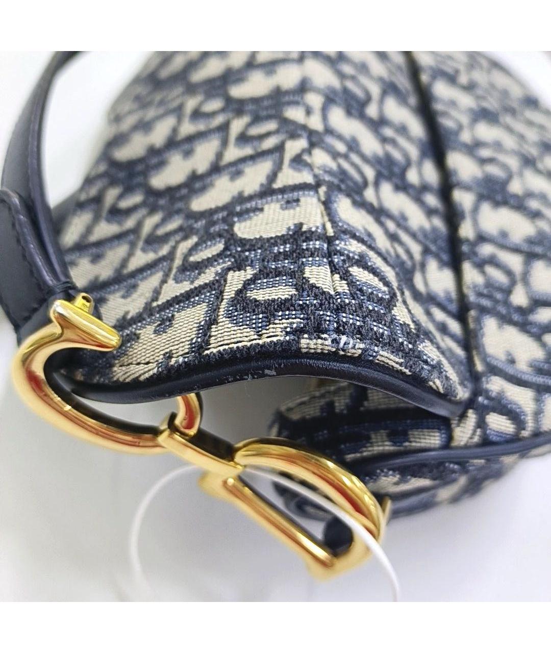 CHRISTIAN DIOR Темно-синяя кожаная сумка с короткими ручками, фото 8