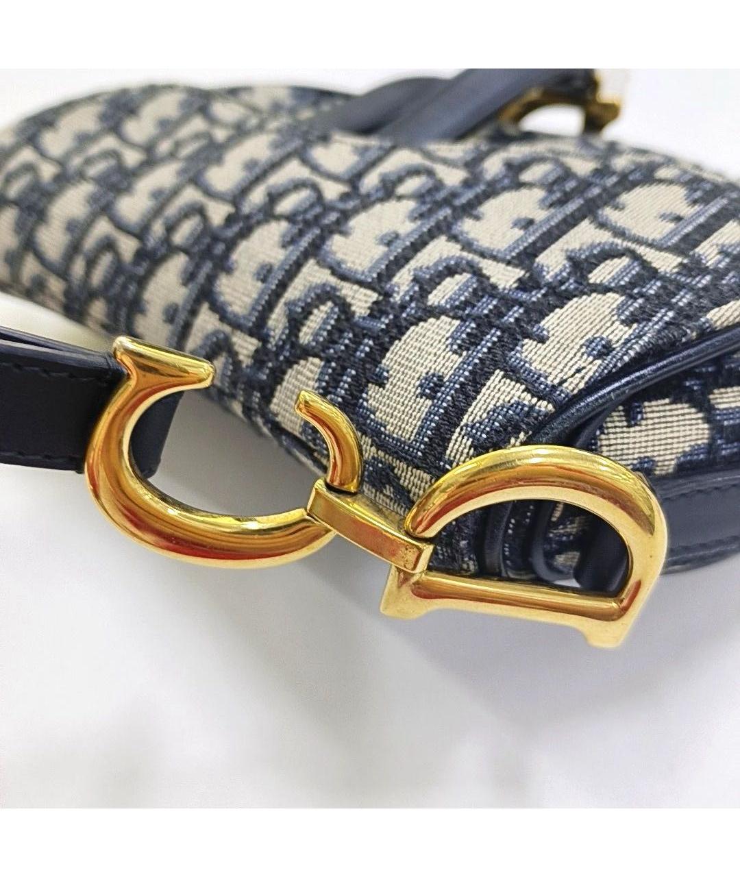 CHRISTIAN DIOR Темно-синяя кожаная сумка с короткими ручками, фото 6