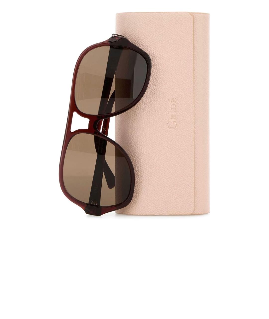 CHLOE Коричневые пластиковые солнцезащитные очки, фото 3