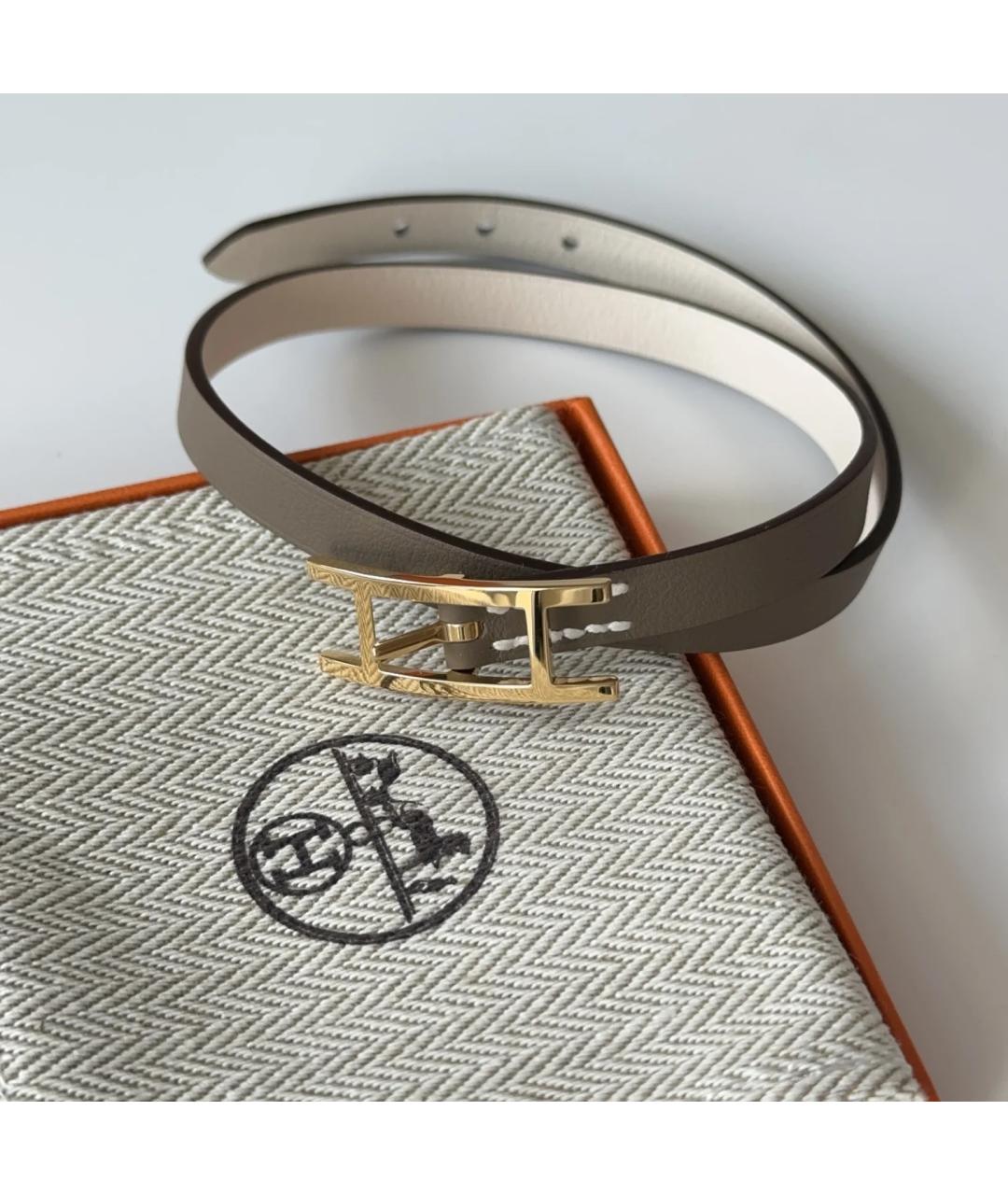 HERMES Серый кожаный браслет, фото 5