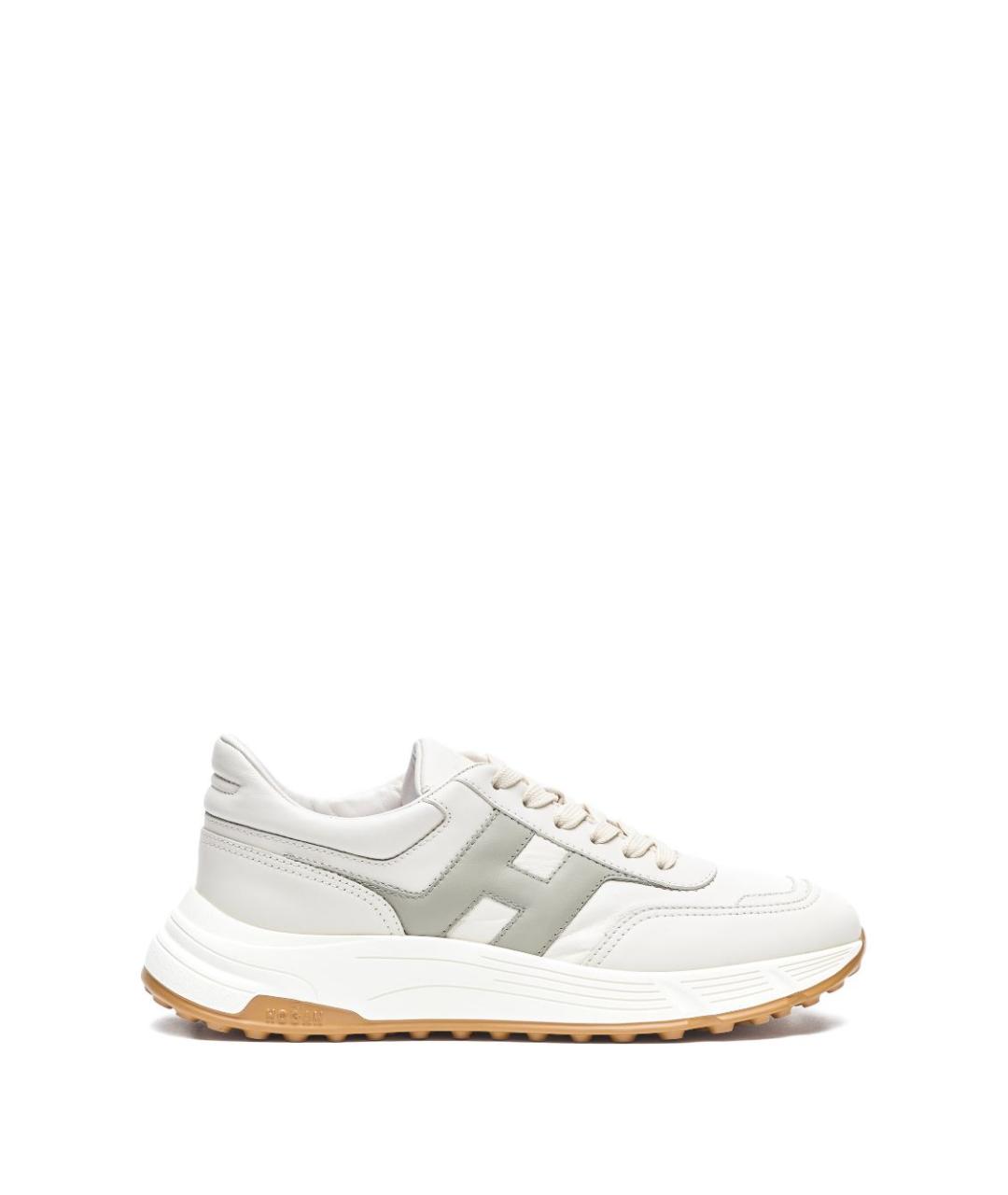 HOGAN Белые кожаные низкие кроссовки / кеды, фото 1