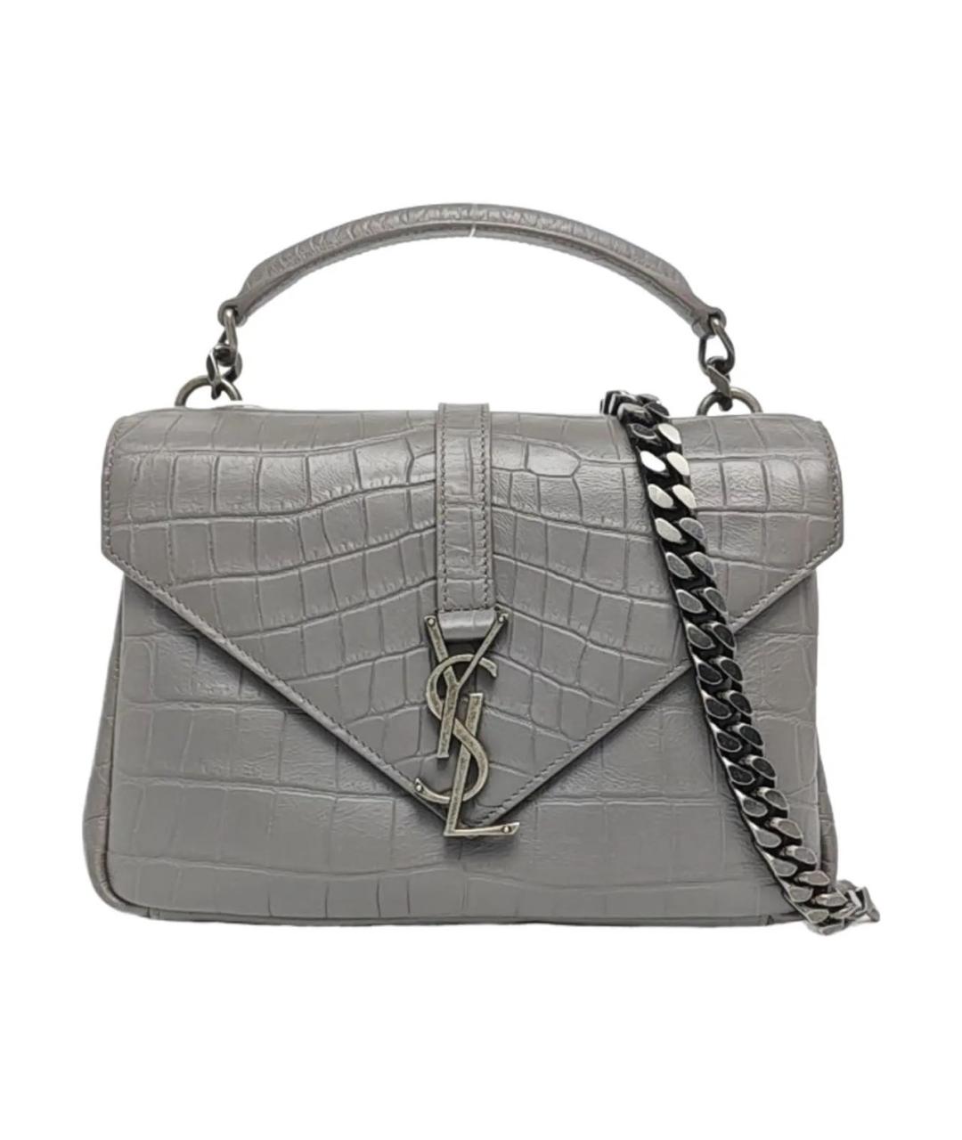 SAINT LAURENT Серая кожаная сумка через плечо, фото 1