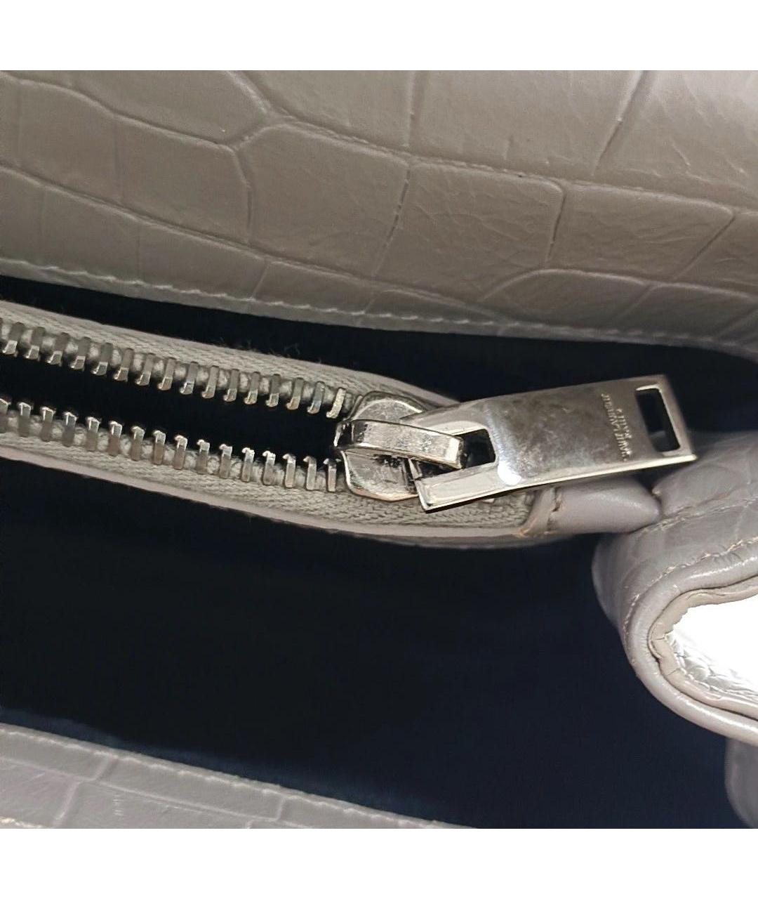 SAINT LAURENT Серая кожаная сумка через плечо, фото 8