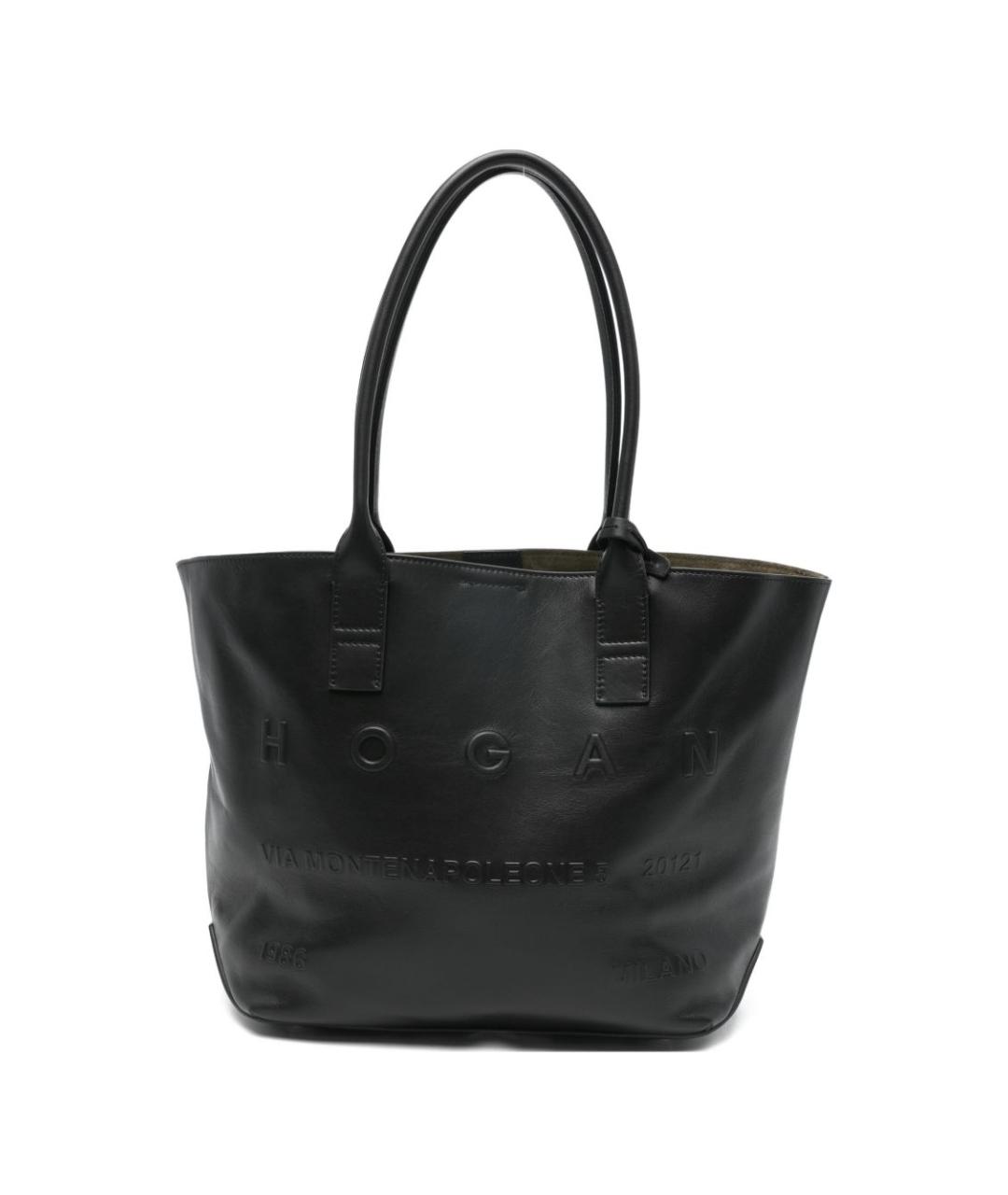 HOGAN Черная кожаная сумка тоут, фото 1