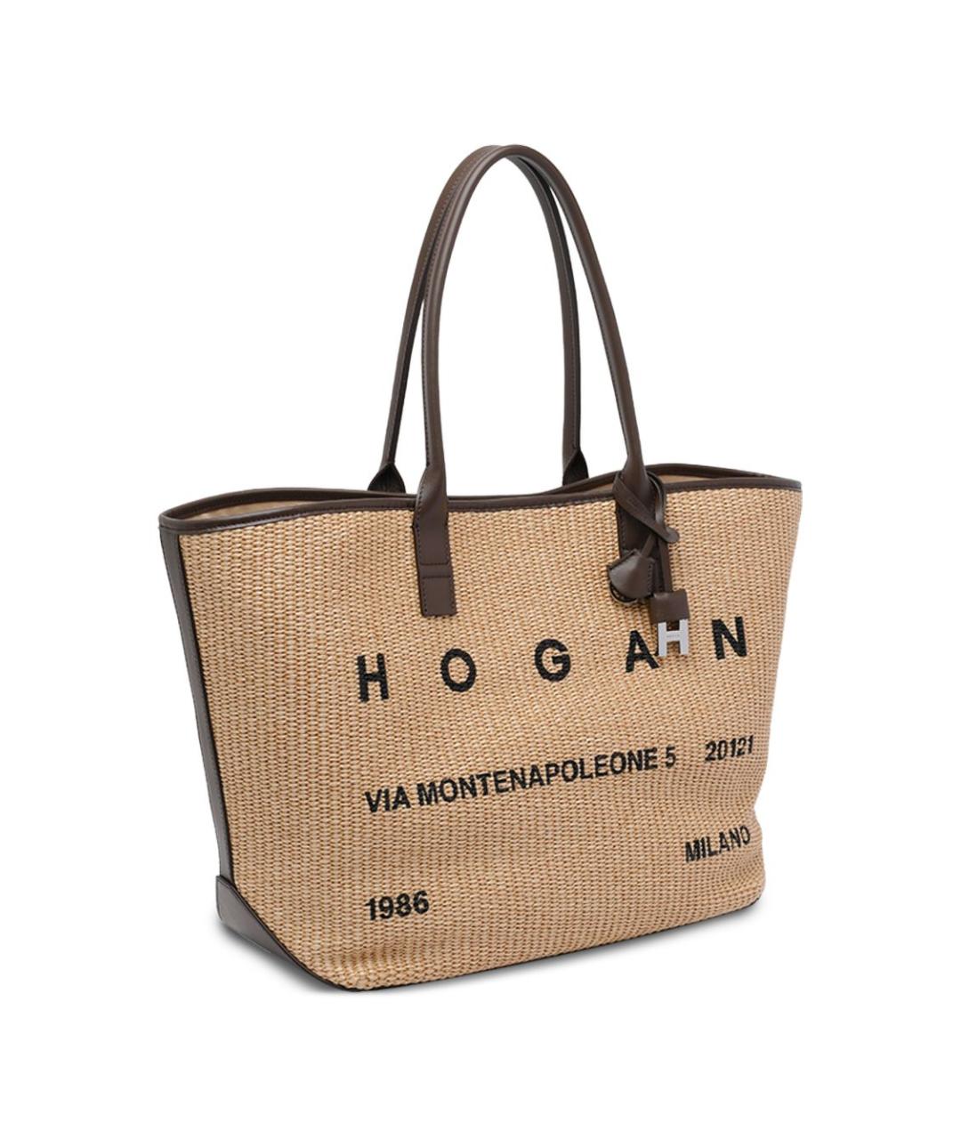 HOGAN Бежевая пелетеная сумка тоут, фото 4
