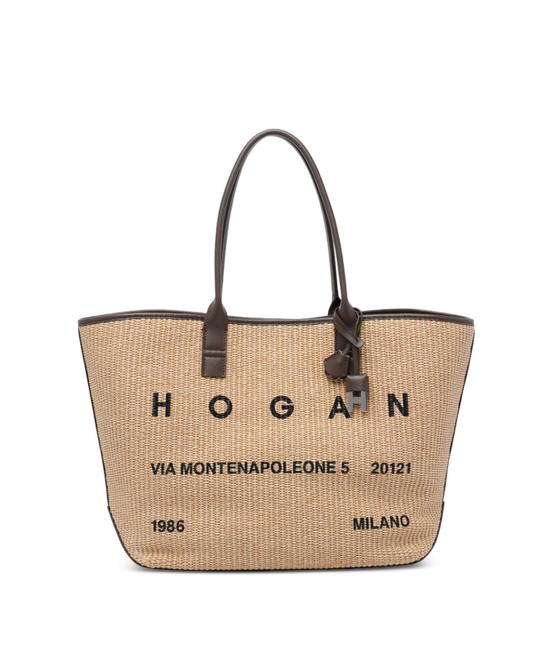 HOGAN Бежевая пелетеная сумка тоут, фото 1