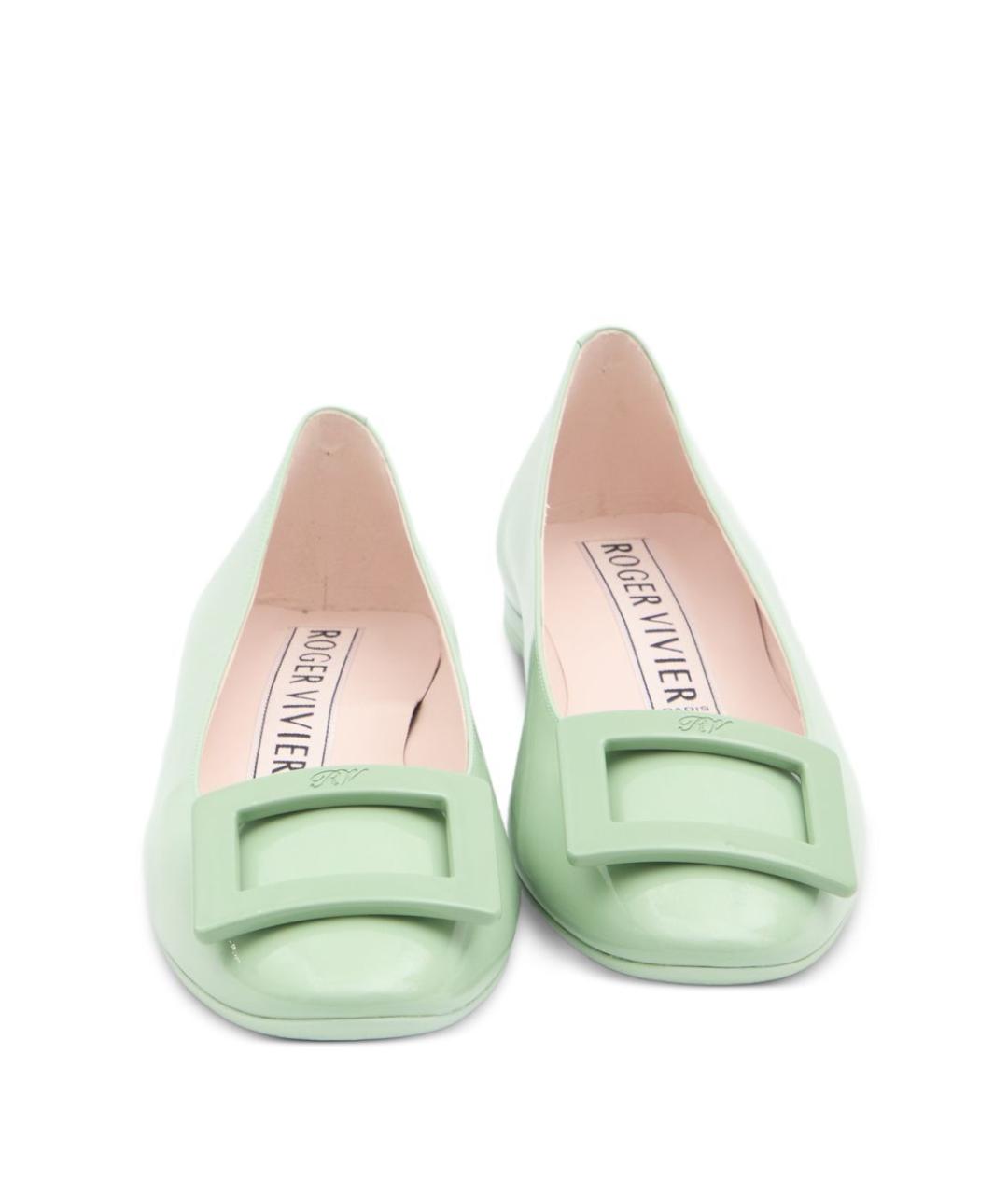 ROGER VIVIER Зеленые кожаные балетки, фото 5
