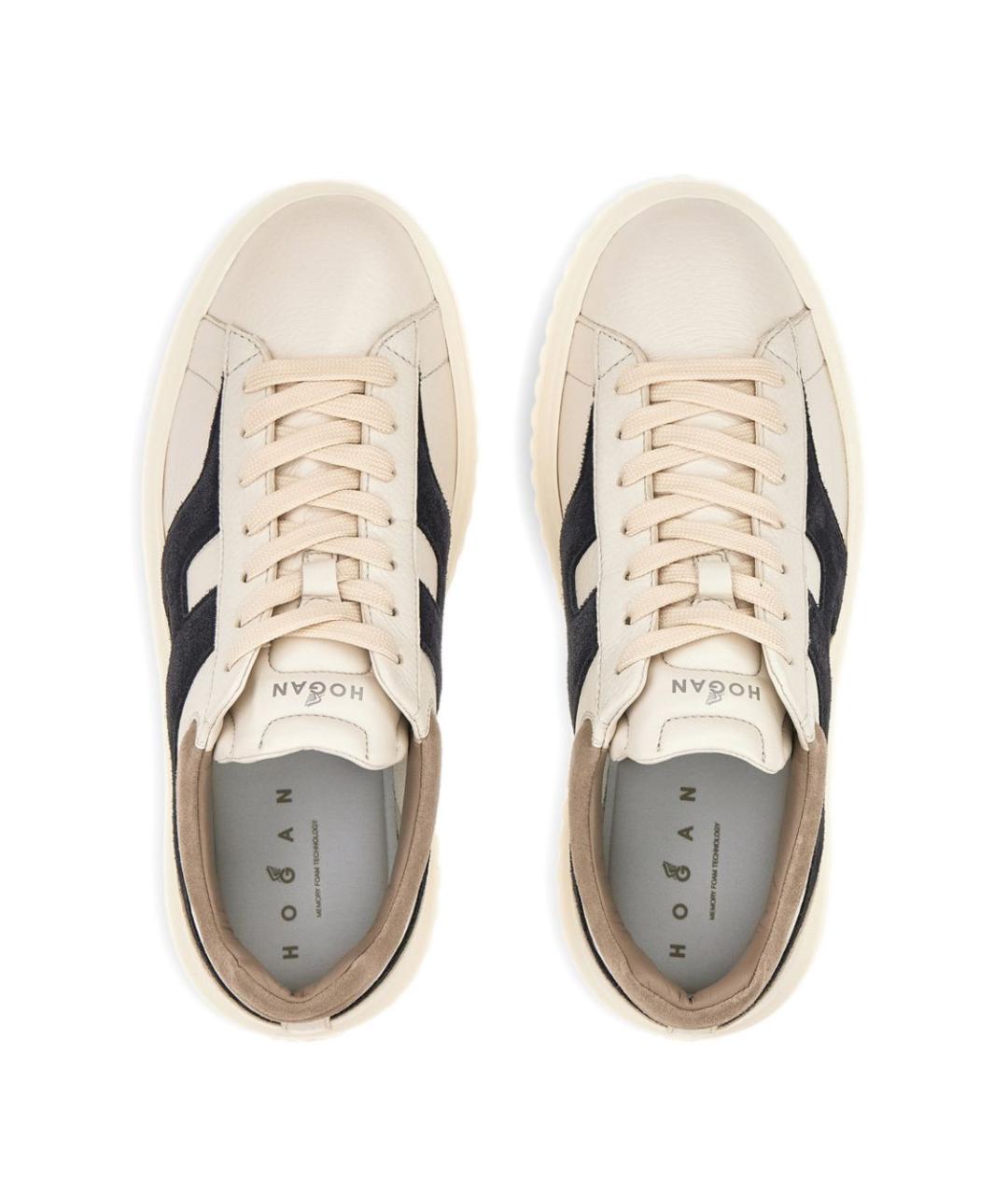 HOGAN Бежевые кожаные низкие кроссовки / кеды, фото 5