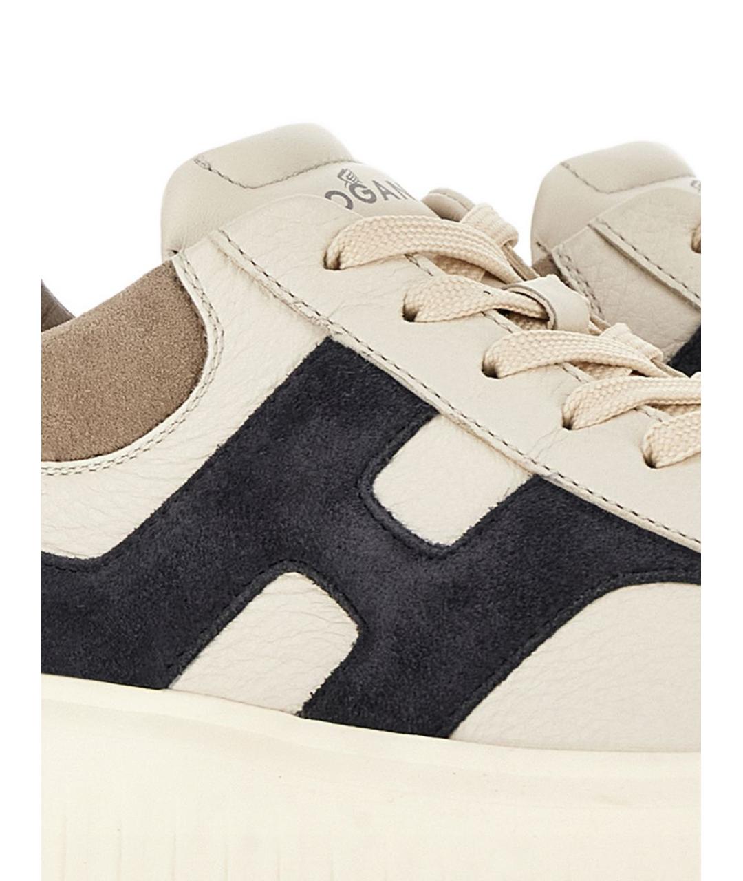 HOGAN Бежевые кожаные низкие кроссовки / кеды, фото 3