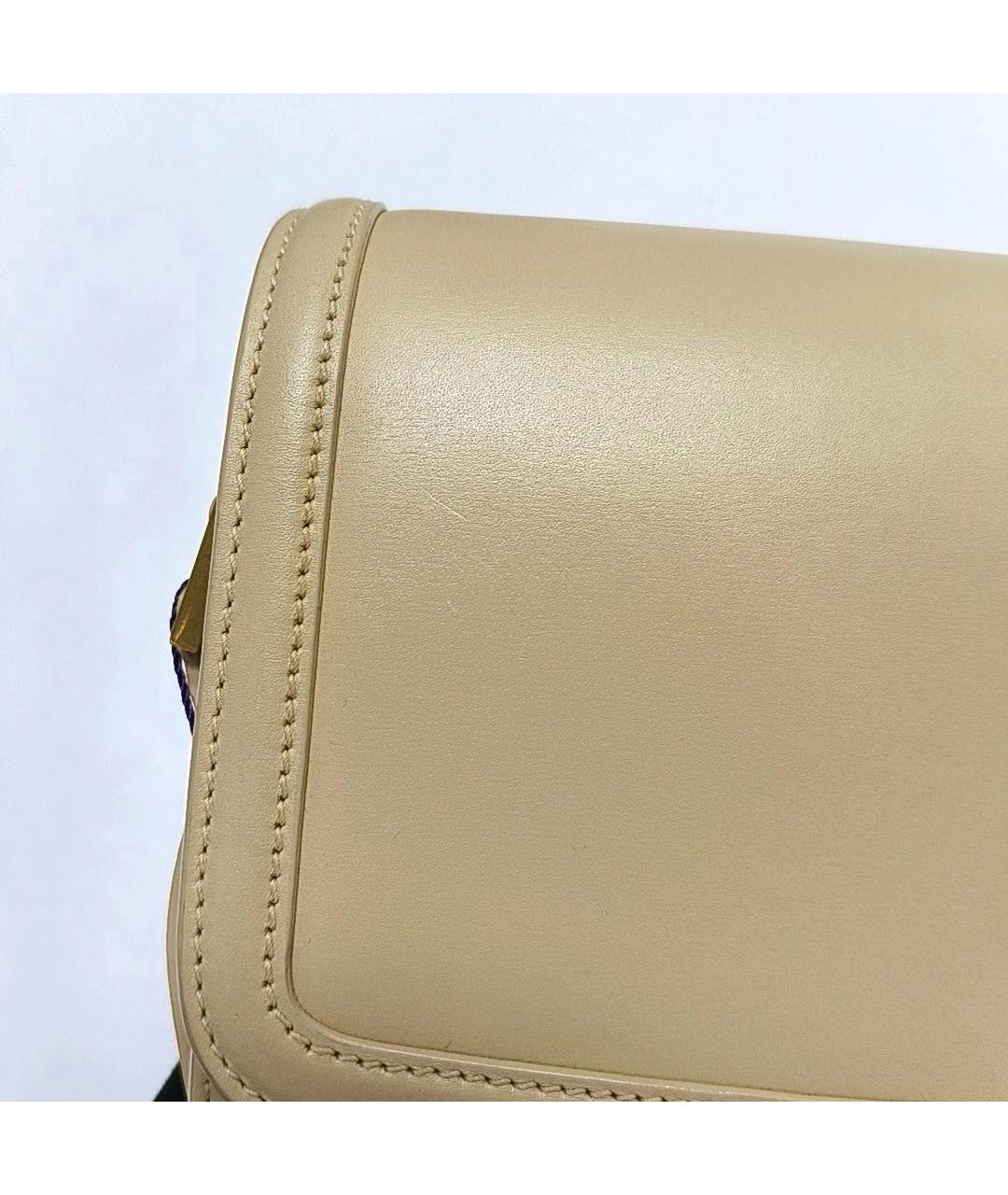 SAINT LAURENT Бежевая кожаная сумка через плечо, фото 5