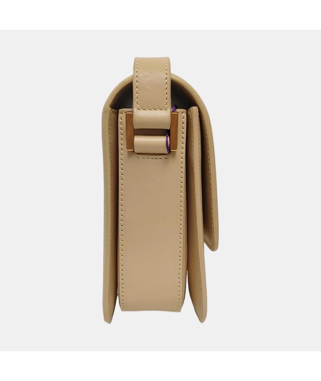 SAINT LAURENT Бежевая кожаная сумка через плечо, фото 3