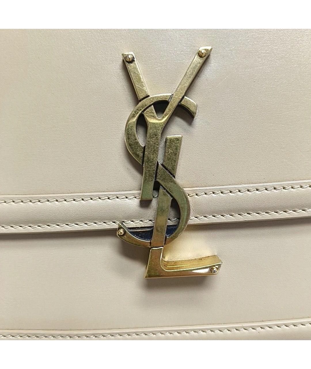 SAINT LAURENT Бежевая кожаная сумка через плечо, фото 6