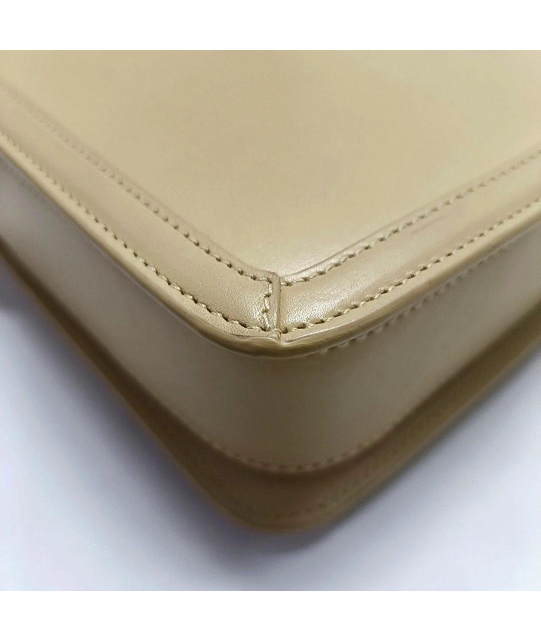 SAINT LAURENT Бежевая кожаная сумка через плечо, фото 7